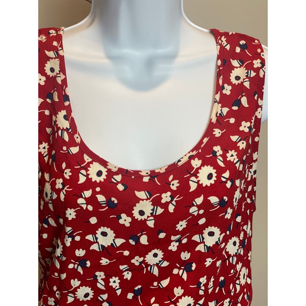 Talbots Red White Floral Sleeveless Maxi Dress with Elastic Waist Size 12 - Picture 2 of 9